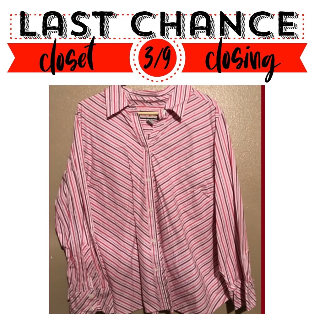 Pink and Red striped Long Sleeve Button Down